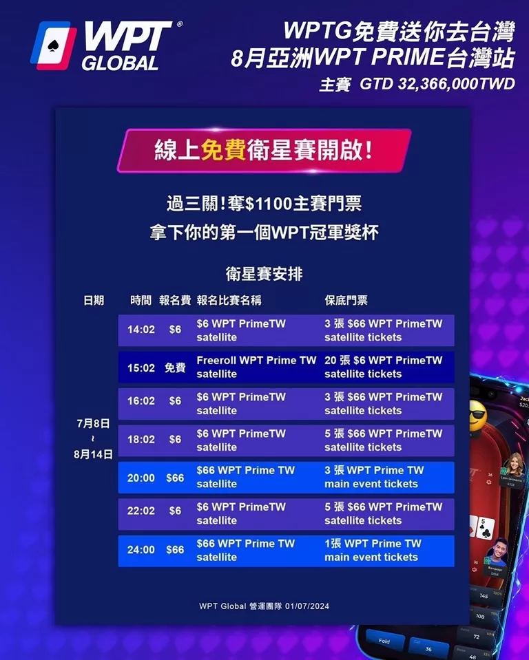 WPT台灣-8月亞洲WPT PRIME 台灣站